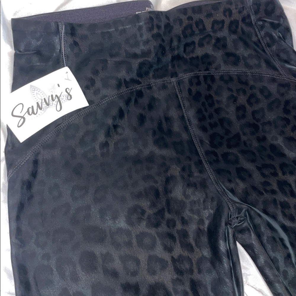 Savvy faux leather Black Leopard Print super soft Leggings
